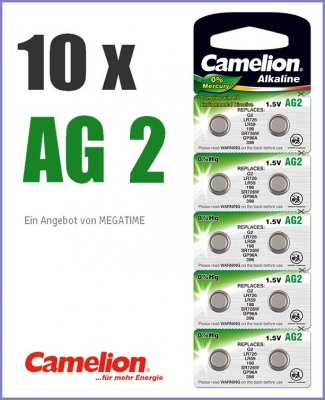 10x AG12  Knopfzelle  Uhrenbatterie  Alkaline  Camelion   0% HG 